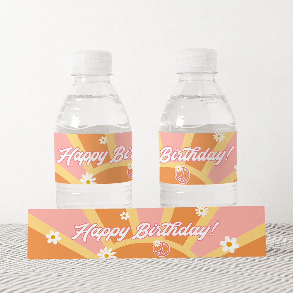 Editable Groovy Birthday Water Bottle Label Birthday Groovy Water Bott -  Design My Party Studio