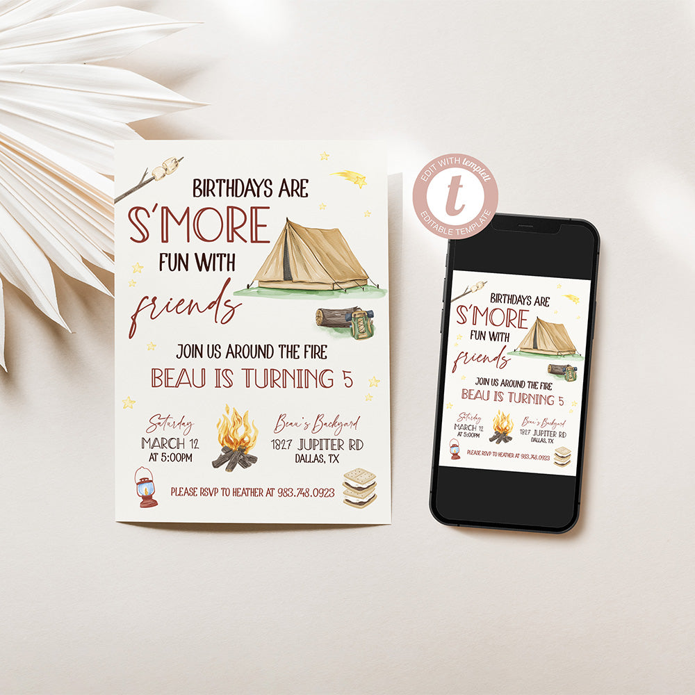 Birthdays are S'more Fun Invitation – The Painted Barn Studio